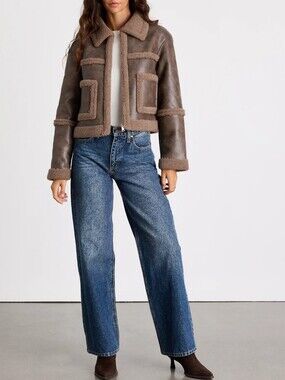 Glamorous Dark Brown Distressed Vegan Leather Jacket